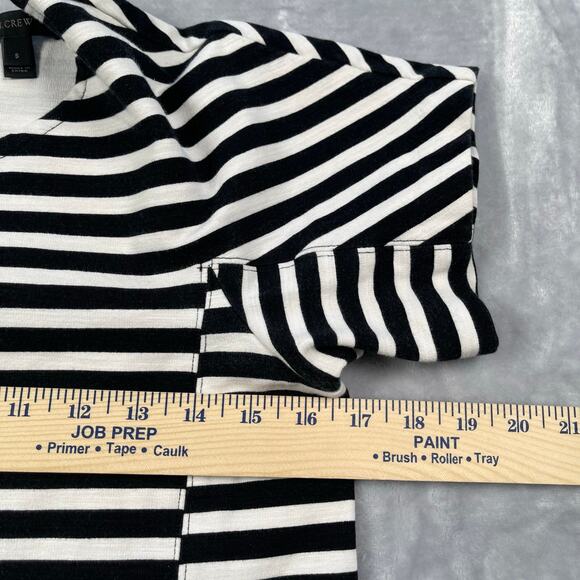 J Crew Dress Womens Small Black White Stripe Shift Seamed Cotton Stretch C6514 - Picture 8 of 16